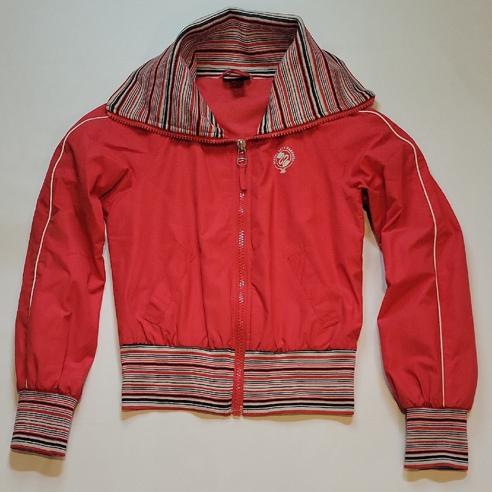 Diesel Bomber Jacket Womens Large Sport Red Blue Like New Vintage Embroiderey